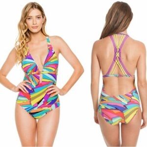 Trina Turk Swimsuit Women’s Size M Viva La Vida One-Piece beach summer